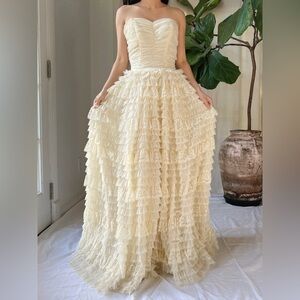 Vintage 1950s Nylon Ruffled Wedding Dress | Size XS